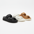 Slides Ko Needi – Double Sangle Velcro Noir Blanc Camel